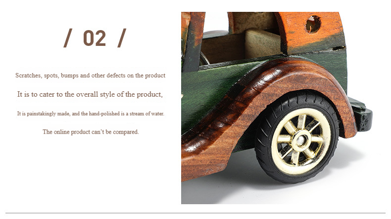 Fashion Retro Wooden Car 8 Inch Creative Home Desktop Ornaments Car Decoration Model Ornaments Manufacturers Wholesale_voghion.com