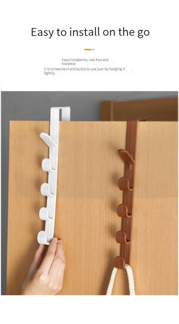 No Drill Over Door Hooks - Heavy Duty Wall Mounted Hangers For Clothes Hats & Bags Damage-Free Space Saving Organizer (Set Of 6 Max 10kg Load)_voghion.com