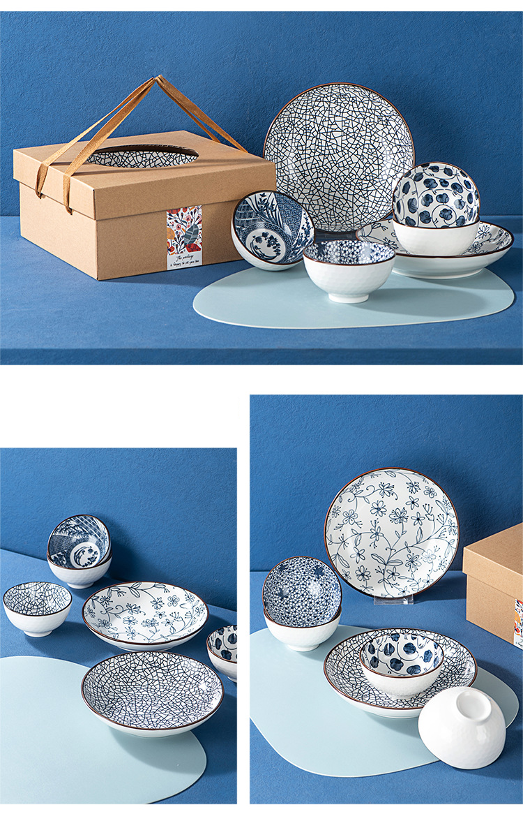 Keramikgeschirr Blau-Weiß-Porzellan Schüssel-Set Eröffnungsveranstaltung Souvenir Jubiläumszeremonie Boxed_voghion.com