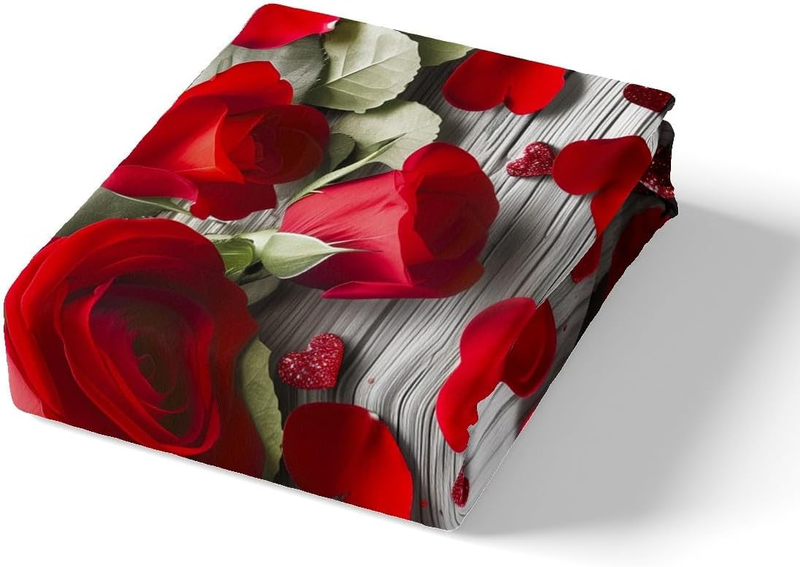 Funda nórdica con rosas rojas para cuna de niños y niñas, funda nórdica romántica con rosas, juego de cama con flores de jardín, juego de cama de madera gris para dormitorio._voghion.com