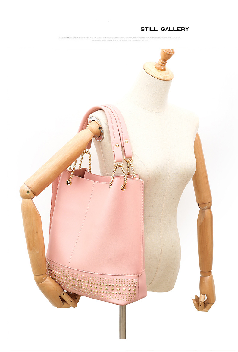 Women's Bags New Retro Rivet Atmospheric Personality Three Piece Mother And Child Bag Handbag Shoulder Messenger Bag_voghion.com