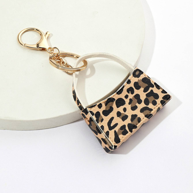Porte-clés de sac incurvé imprimé léopard, petit porte-monnaie en cuir PU, pendentif transfrontalier pour sac de voiture, accessoires_voghion.com