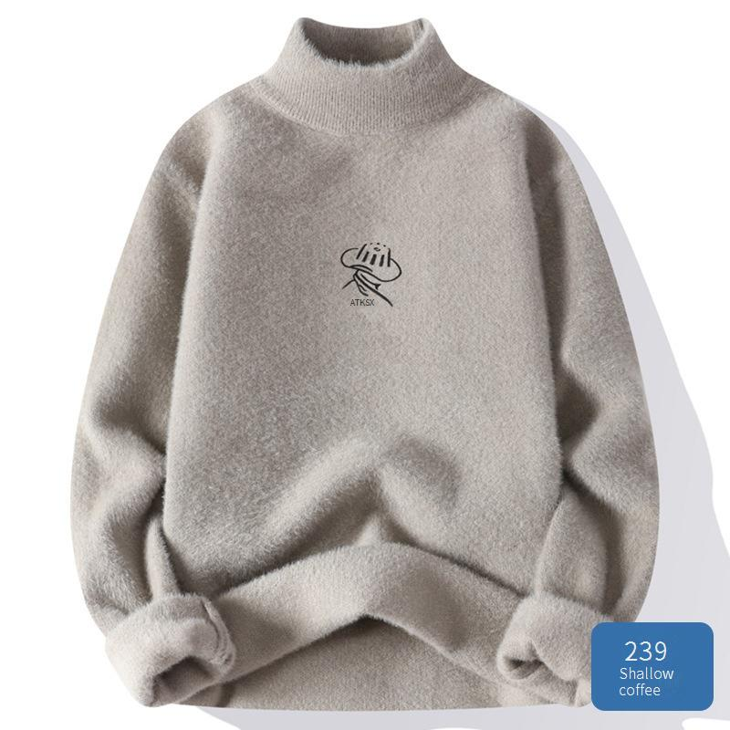 Maglione a collo alto da uomo – Pullover invernale oversize in maglia (100% ciniglia di poliestere, lavabile in lavatrice, 6 colori di tendenza, antipiega)_voghion.com