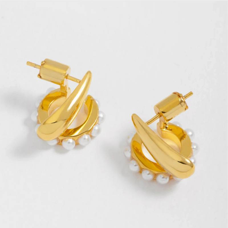 Women's Jewelry Elegant Minimalist Brass Earrings With 18K Gold Plating And Genuine Pearl Accents, S925 Silver Posts Needle Earrings For Women_voghion.com