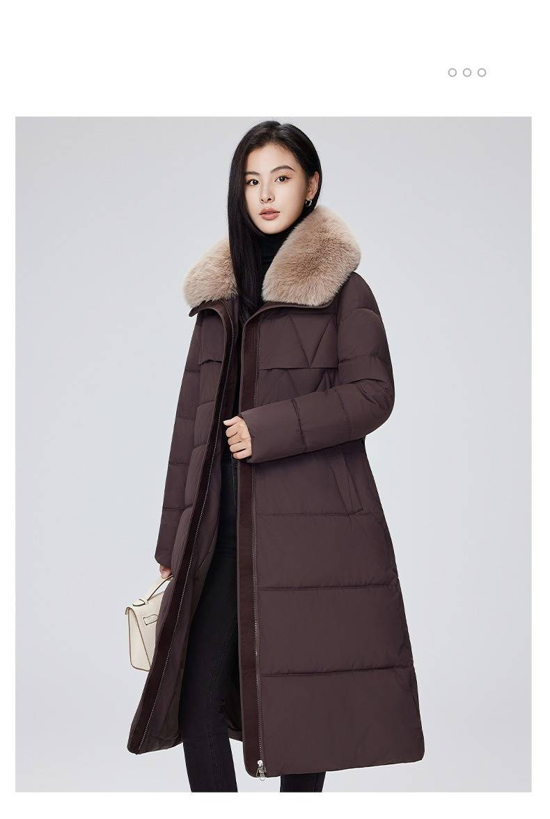 Abrigo largo acolchado con cuello de piel sintética para mujer, chaqueta de plumón gruesa de invierno para tallas pequeñas y grandes, abrigo extragrande y cálido con bolsillos._voghion.com