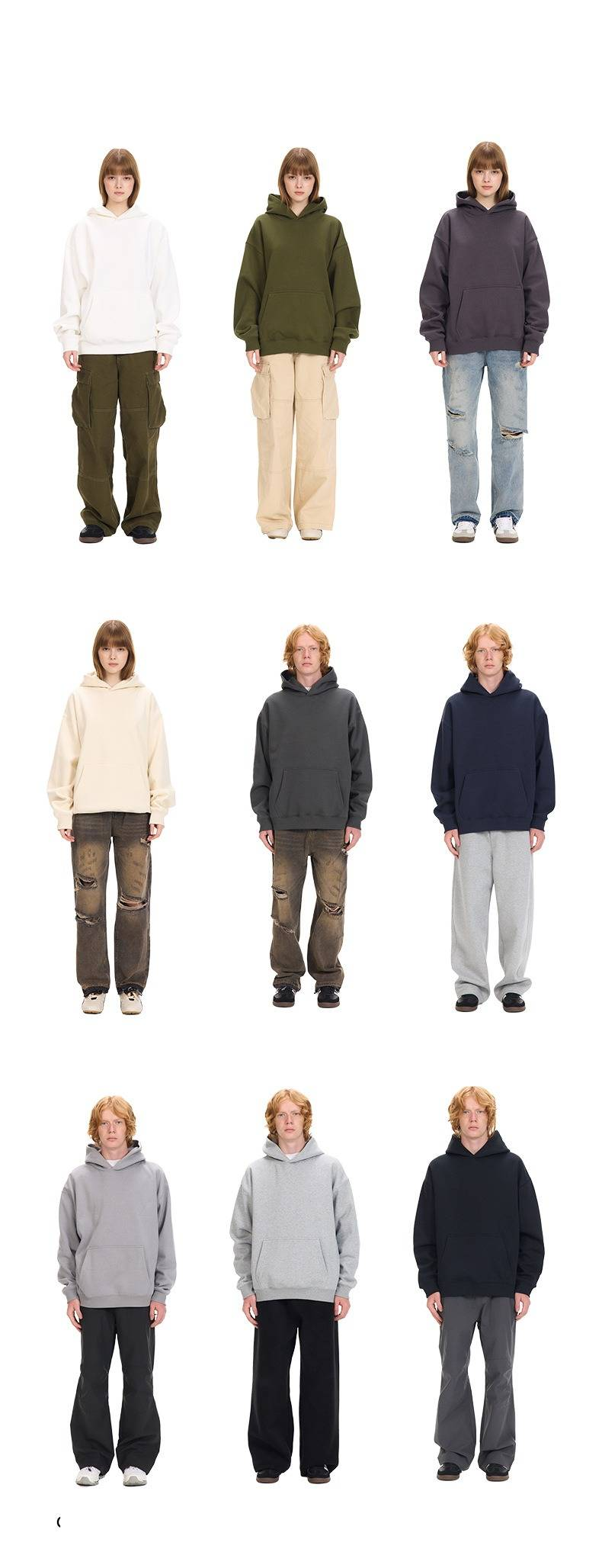 UNF 500G Heavyweight Warm Air Layer Pullover Solid Color Sweatshirt Plus Velvet Thickened Hooded Sweatshirt For Men And Women Autumn And Winter_voghion.com