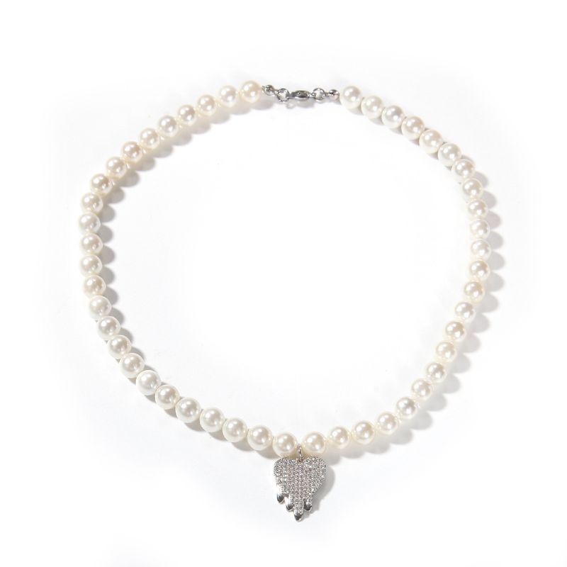 Elegante Herzperlenkette für Damen mit Zirkonia-Akzenten, ein minimalistisches Statement-Schmuckstück im leichten Luxusstil für jeden Tag_voghion.com