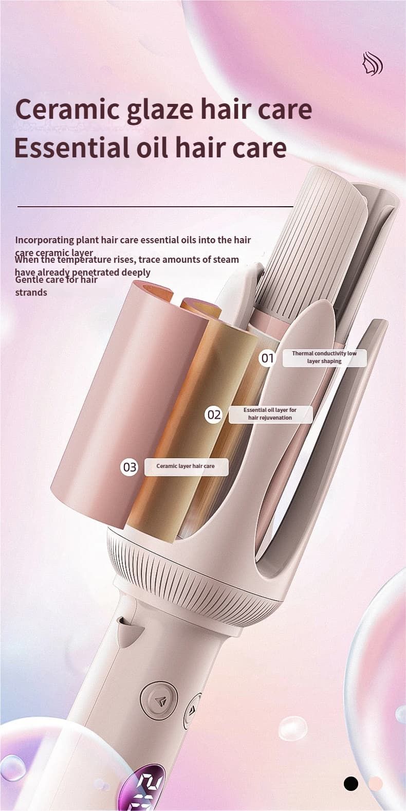 Ladies' Large Wavy Egg Roll Bar, Large Wool Roll, Fully Automatic Household Curling Iron, Temperature-adjustable Egg Curling Iron Plate_voghion.com