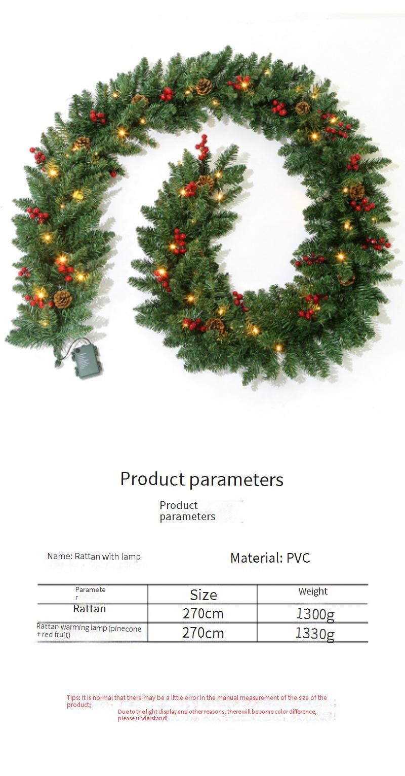 Ghirlanda di bacche natalizie da 2,7 m con luci a LED, alimentata a batteria o con spina, decorazione natalizia in PVC per la casa, le feste e le decorazioni festive._voghion.com