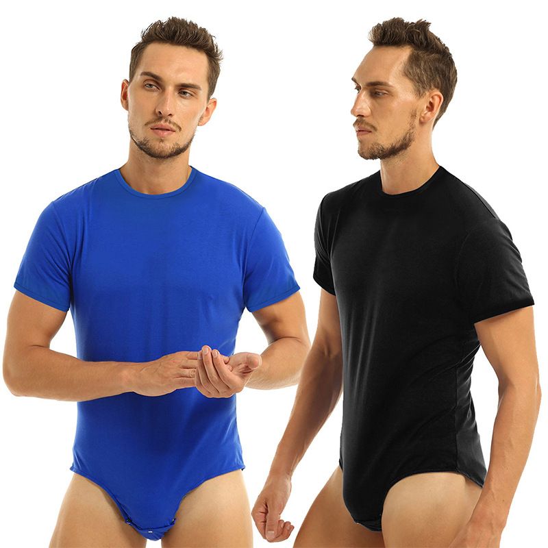 2023 foreign trade new short-sleeved round neck button jumpsuit men's breathable jumpsuit home pajamas wish_voghion.com