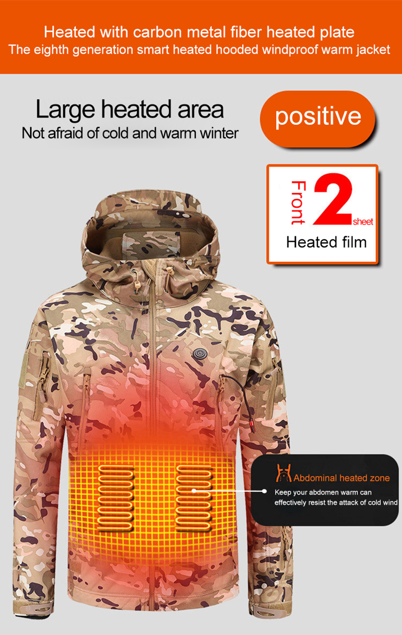 2023 Verwarmde jas Vrouw 7 Gebied USB Elektrische Winter Verwarming Jas Gewassen Warme Kleding Jas Man Wandelen Camping Jas_voghion.com