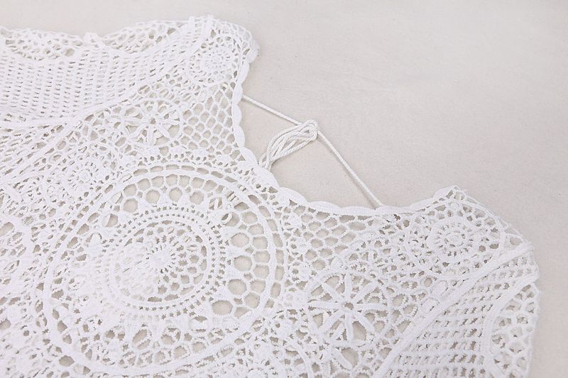Bohemian Crochet Beach Cover Up - Lightweight Lace Cotton Kimono For Women, Bikini Wrap, Summer Vacation, Swimwear Cover, Sun Protection_voghion.com