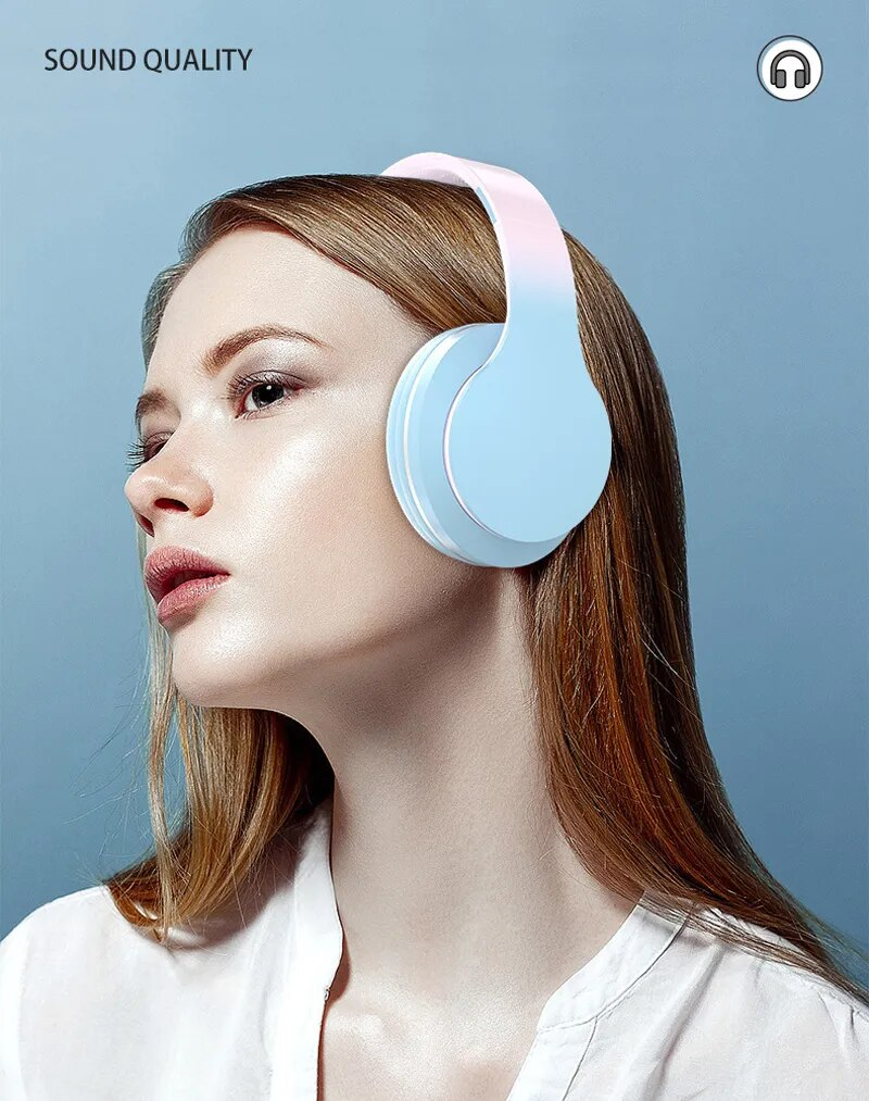 Gradient Color Bluetooth Headsets ireless Headphones Stereo Bass Noise Reduction Foldable Music Helmet Earphone Gift_voghion.com