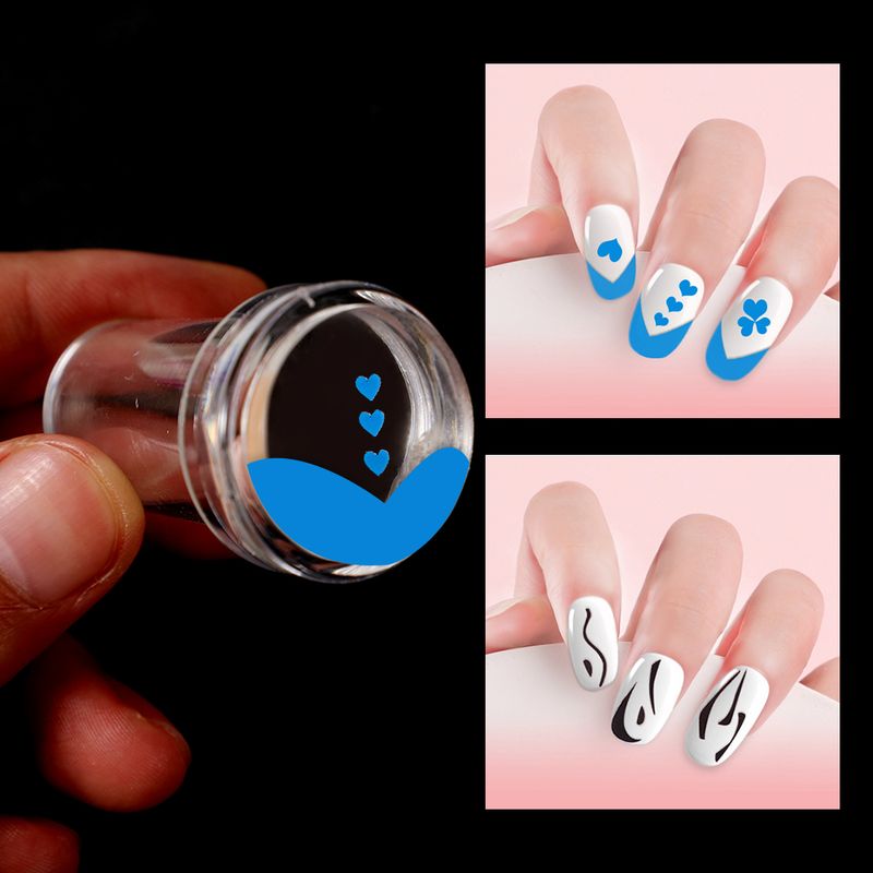 Tampon à ongles en Silicone, impression de vernis à ongles, pointe française, modèle de tampon avec grattoir, outils de pochoir de manucure_voghion.com