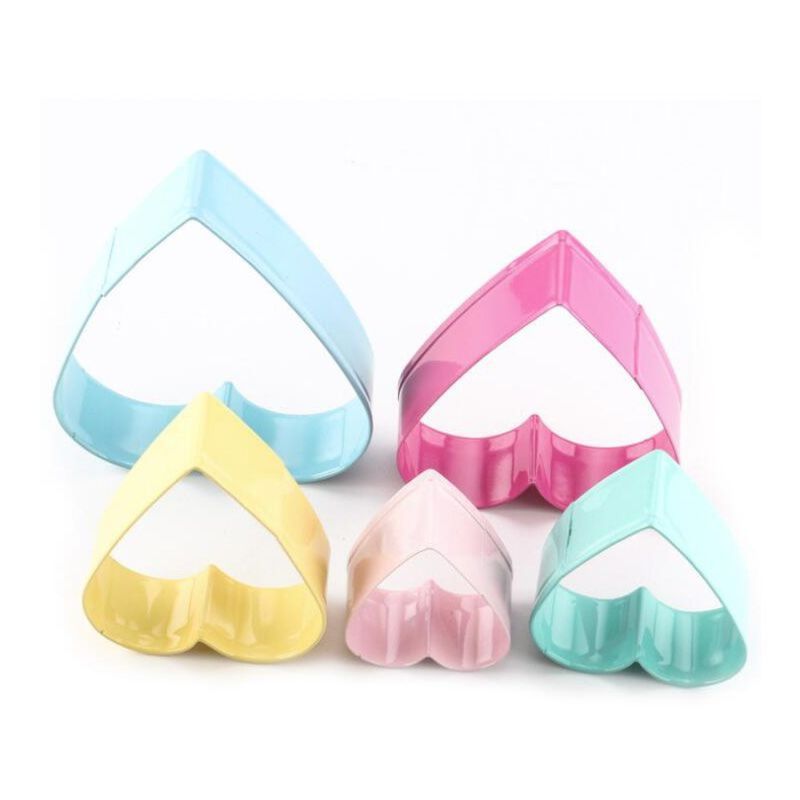 Stampo per torta fai da te in 3D a forma di cuore, stampo per cucina, glassa, 5 stampi per biscotti in acciaio, pasticceria, fondente, biscotti, set di gadget in acciaio inossidabile_voghion.com