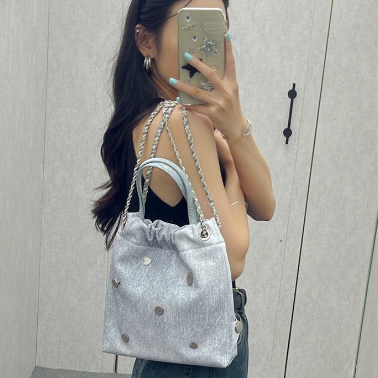 Blue Chain Ladies Fashion Simple Multifunctional Handbag Shoulder Bag High-end Large Capacity Backpack 2025 Spring And Summer New_voghion.com