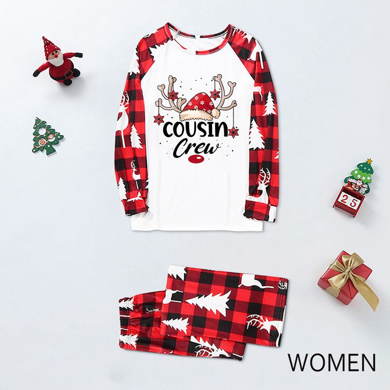 Traje familiar de Navidad, ropa familiar para el hogar, ropa navideña para el hogar, conjunto familiar, ropa para el hogar con estampado de retales a cuadros_voghion.com
