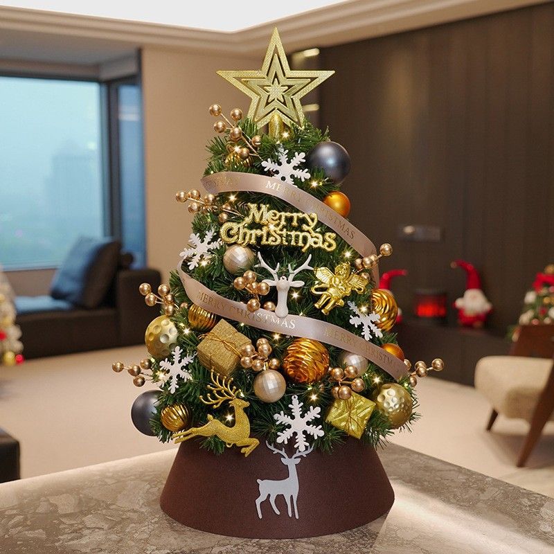 Christmas Mini Tree Set Decoration DIY Desktop Home Gold Coffee Tree Decoration Small Ornaments_voghion.com