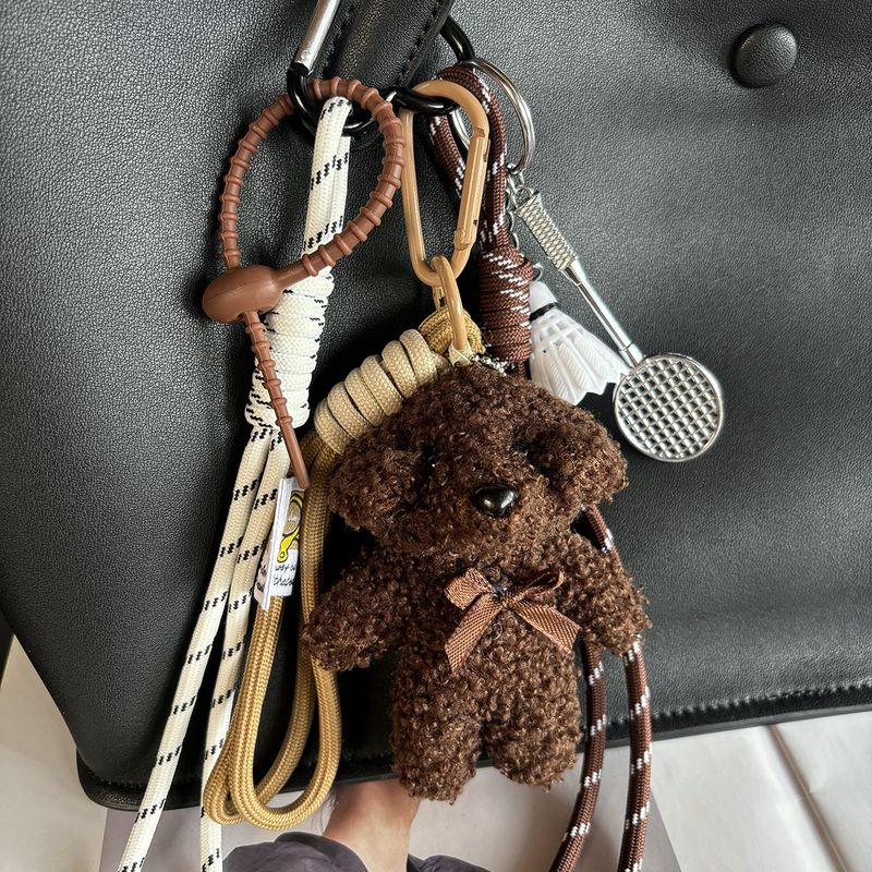Ciondoli per borsa, ciondolo con bambola di peluche, portachiavi Mini Badminton, ciondolo per borsa in corda intrecciata_voghion.com
