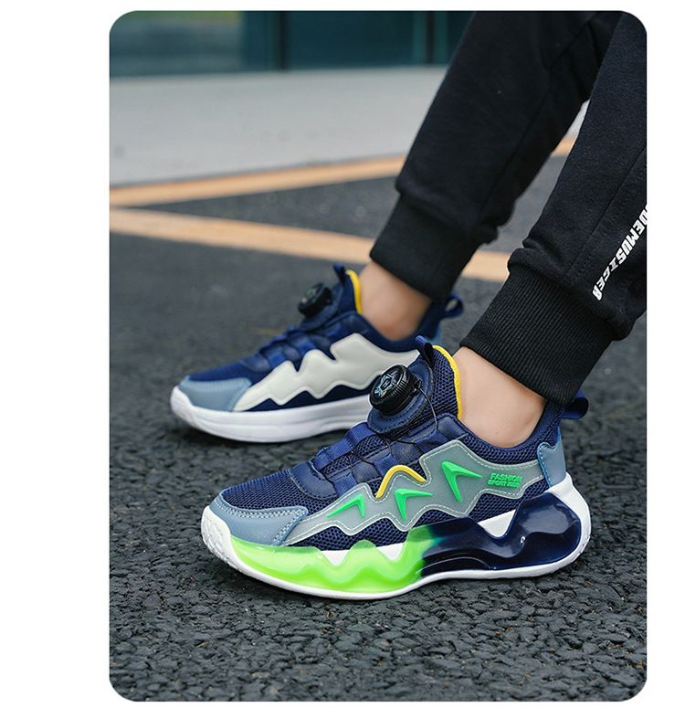 Hot Selling Boys Shoes Autumn New Mesh Breathable Rotating Button Basketball Shoes Girls Lightweight Sports Shoes_voghion.com