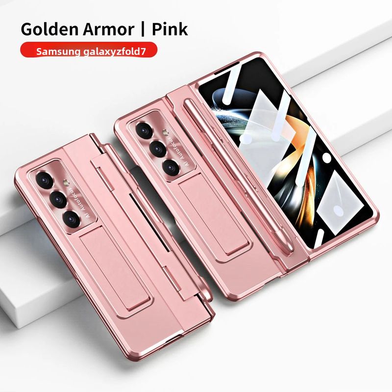 Capa de celular fosca de metal de alta qualidade para Samsung Galaxy Z Fold 7 6 5 com caneta de toque e película de tela articulada_voghion.com