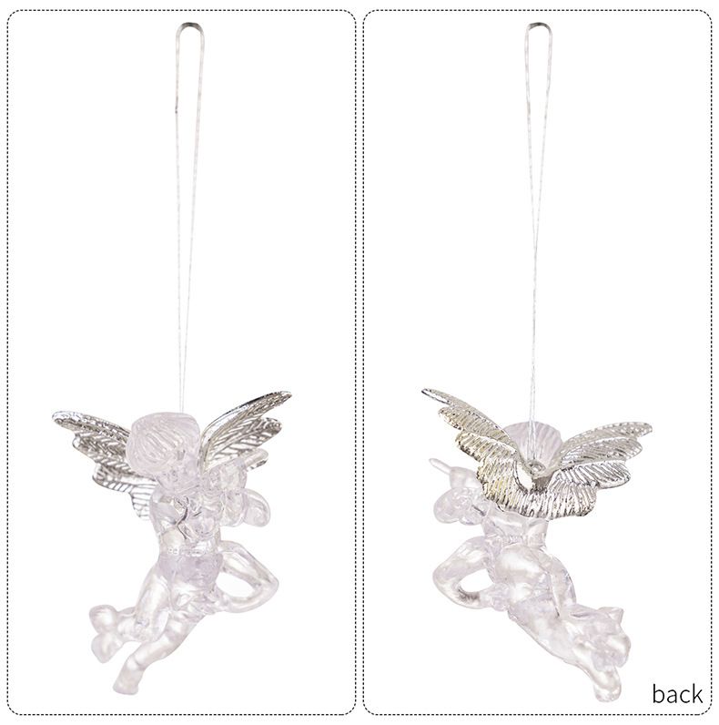 Christmas decorations transparent angel pendant Christmas tree acrylic silver wings angel pendant_voghion.com