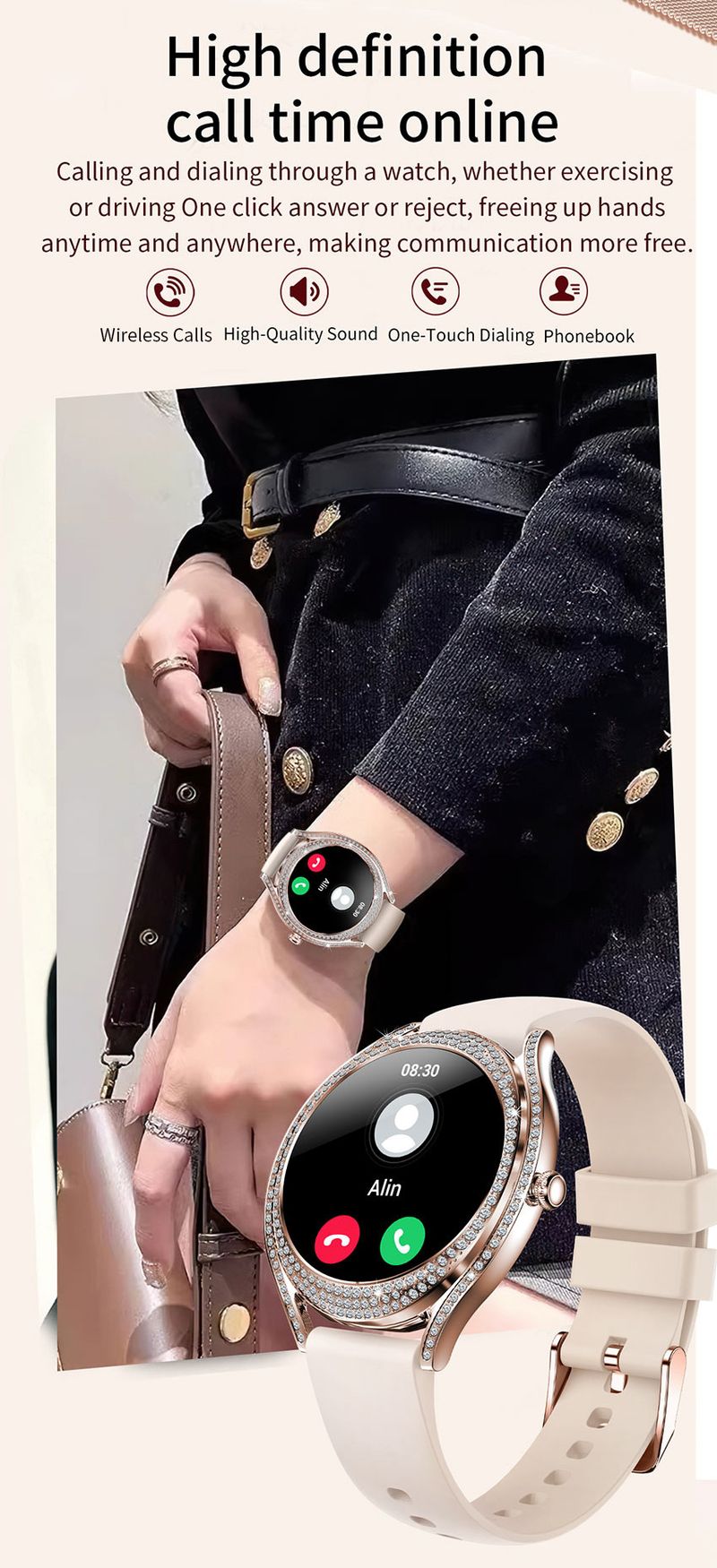 Smart Fashion Watch For Women Heart Rate Sleep Monitoring Multi Function Waterproof Pedometer Sports Watch_voghion.com