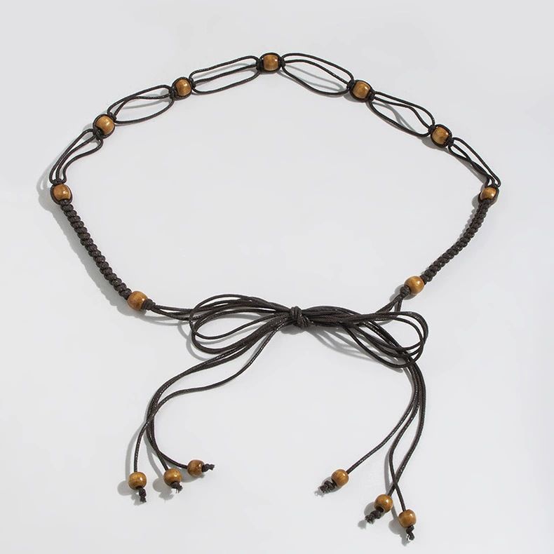Cintura bohémien con catena intrecciata, accessorio per donna, stile etnico, con cintura estiva, casual, versatile_voghion.com