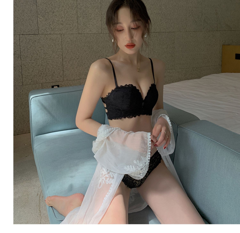 Front Closure Women Lace Bra Solid Lingerie Wireless French Style Bralette Seamless Underwear Brassiere Push Up Sexy_voghion.com