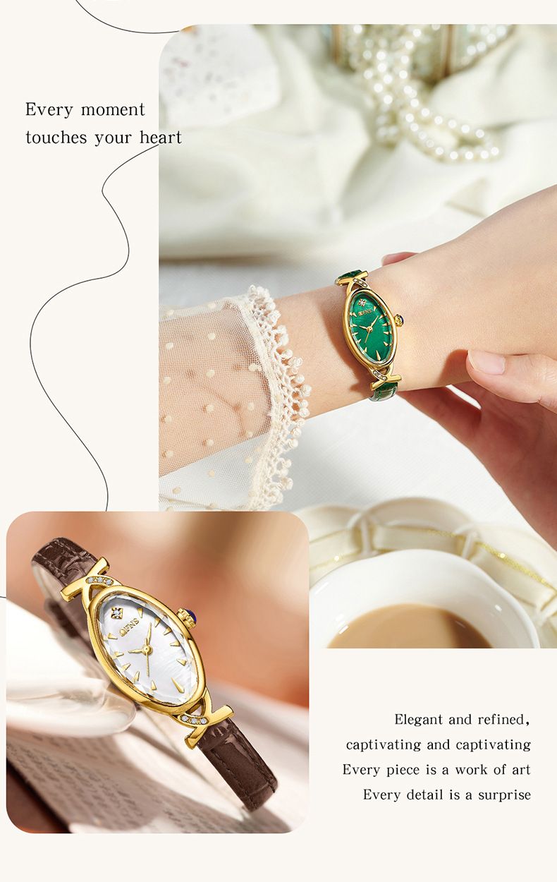 Elegante orologio da donna con quadrante ovale in madreperla e cinturino in pelle - Orologio al quarzo impermeabile per uno stile casual e retrò. Orologio da donna retrò squisito._voghion.com