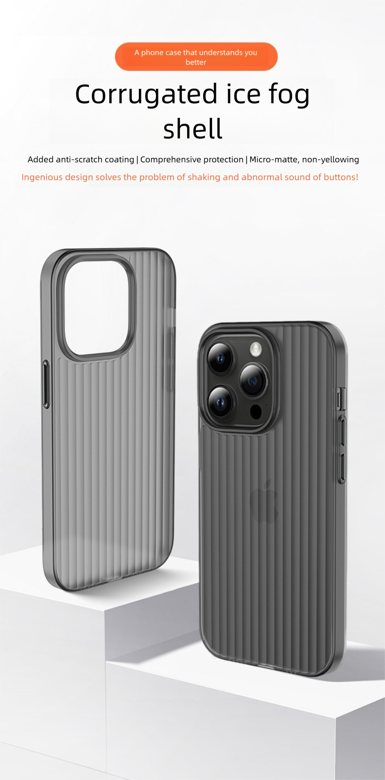 Compatible IPhone 16 Corrugated Phone IPhone15 Pro Max Striped Suitcase Hard Shell Semi-Transparent Matte PC Case_voghion.com
