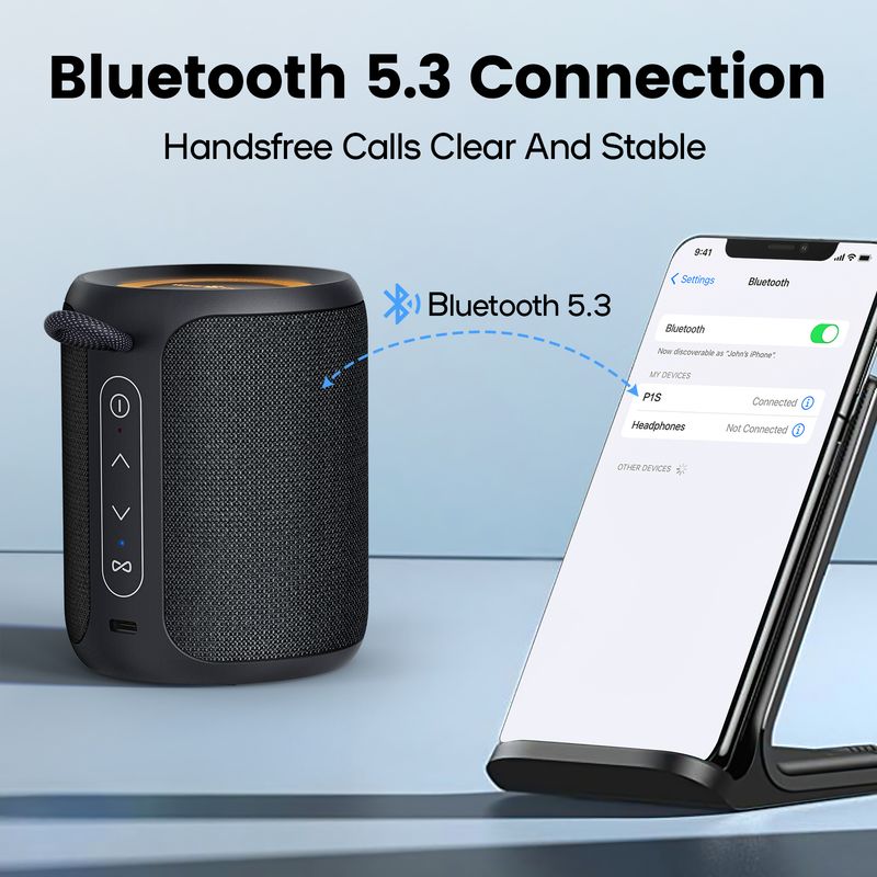 WISETIGER P1S Mini Portable Bluetooth Speaker IPX7 Waterproof Sound Box Bass Boost TWS Connectivity BT5.3 15W Outdoor_voghion.com