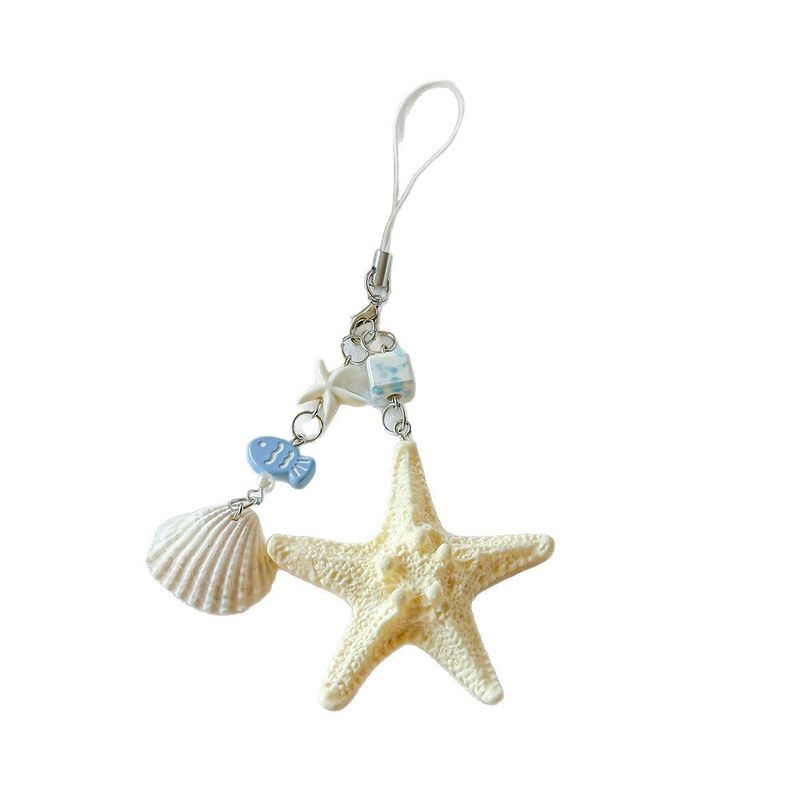 Schlüsselanhänger mit Muscheldekor, Seestern, Handyanhänger, Taschenaccessoire_voghion.com