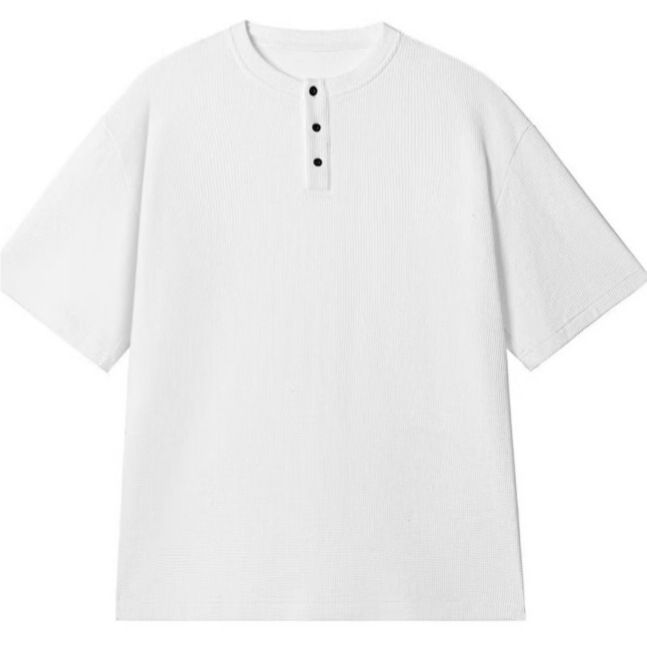 Maglietta a maniche corte con scollo rotondo a nido d'ape, nuova moda estate 2025, casual, ampia e alla moda, di marca._voghion.com