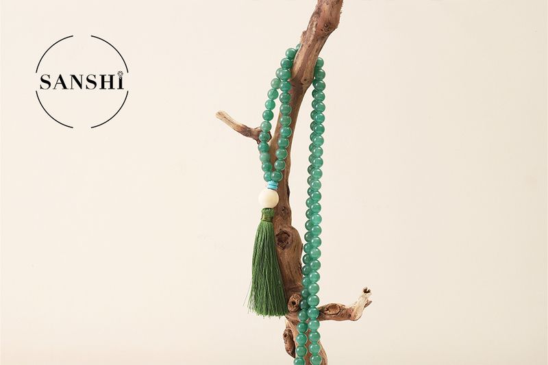 Damenschmuck 108 natürliche Edelsteine Runde Perlen Quaste Halskette 8mm Mode Pullover Kette_voghion.com