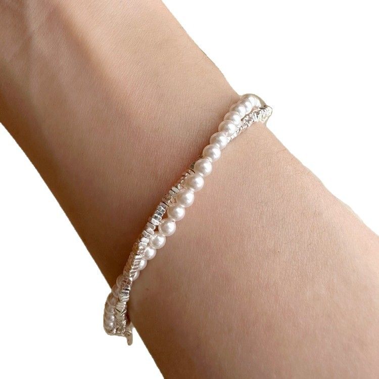 Collier en argent pur brisé avec perles Shijia pour femme, style estival, double rang, léger et luxueux, décolleté clavicule._voghion.com