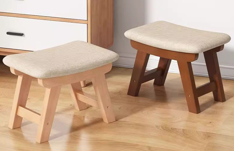 Fabric Home Use, Creative Bench For Changing Shoes, Solid Wood Coffee Table, Living Room Wooden Stool, Modern Simple_voghion.com