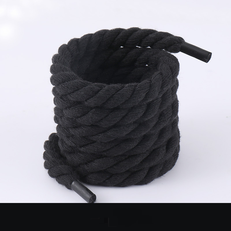 Schoenaccessoires touwveters dik rond zwart krijger zwart poeder beige 8mm schoenveter touw een paar_voghion.com