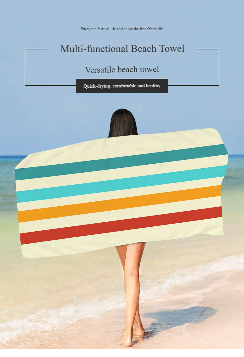 Doppelseitiges Strandtuch – ultraweiche Mikrofaser mit aufgedrucktem Design, schnelltrocknend zum Schwimmen und Sonnenbaden_voghion.com