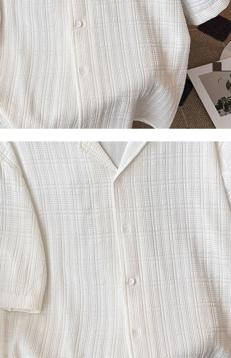 Camicia a maniche corte a quadri sottili estivi da uomo, casual, alla moda, versatile e versatile._voghion.com