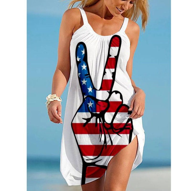 Women's Dress Flag Theme 3D Printed Personalized Street Strap Skirt_voghion.com