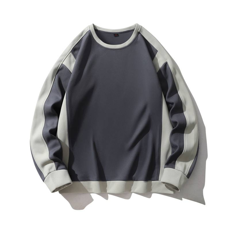 French-Inspired Ribbed Trim Crewneck Sweatshirt – Lightweight Polyester Pullover For Men & Women (Black/Dusty Blue/Sage Green/Beige, M-5XL)_voghion.com