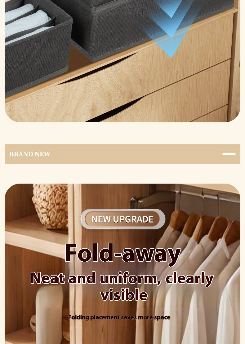 Foldable Fabric Underwear & Socks Organizer With Multiple Compartments, Drawer Storage Box For Closet, Bedroom, And Travel (Black, Gray, White)_voghion.com