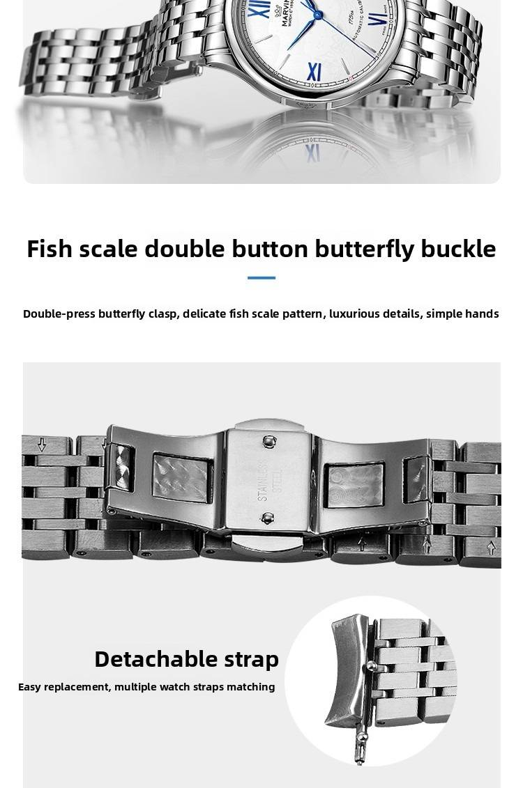 Marvin Swiss Original Automatic Mechanical Watch Aurora European Commemorative Edition Luminous Qixi Gift For Boyfriend/Girlfriend M117.13.95.11_voghion.com