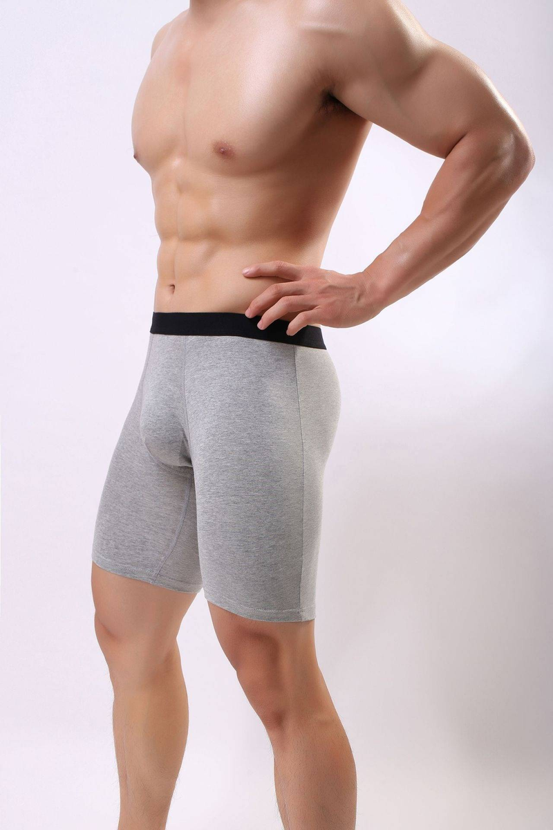 Herrenunterwäsche, verlängertes, verschleißfestes Bein, reine Baumwolle, U-konvex, niedrige Taille, sexy, lockere Sport-Boxerunterwäsche_voghion.com