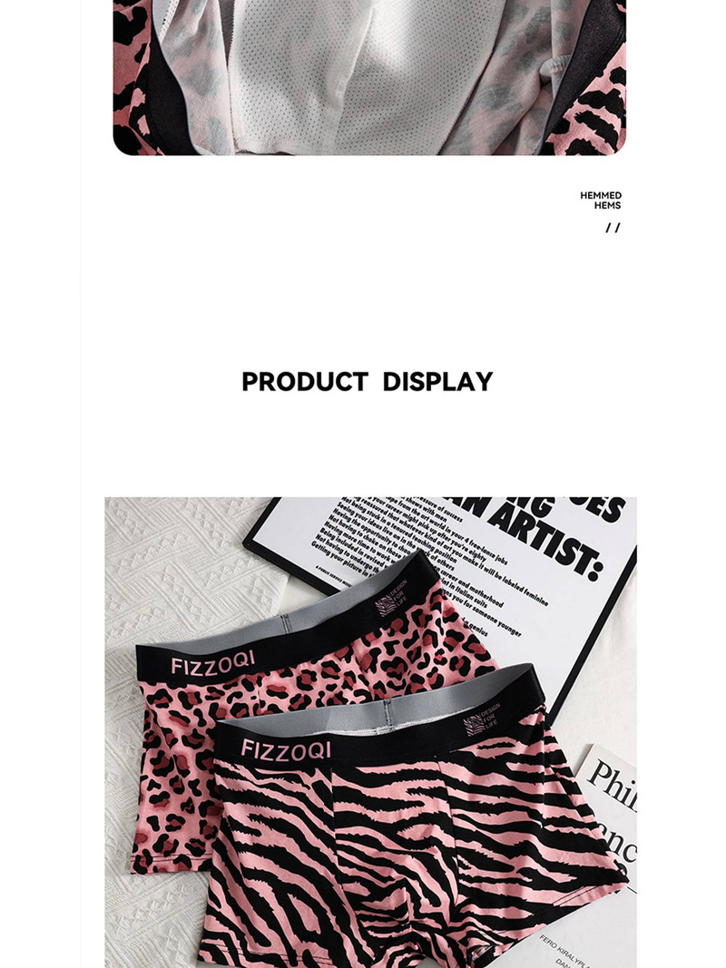 Sous-vêtements pour hommes, boxer respirant en pur coton imprimé léopard, short à quatre coins imprimé personnalisé et tendance_voghion.com