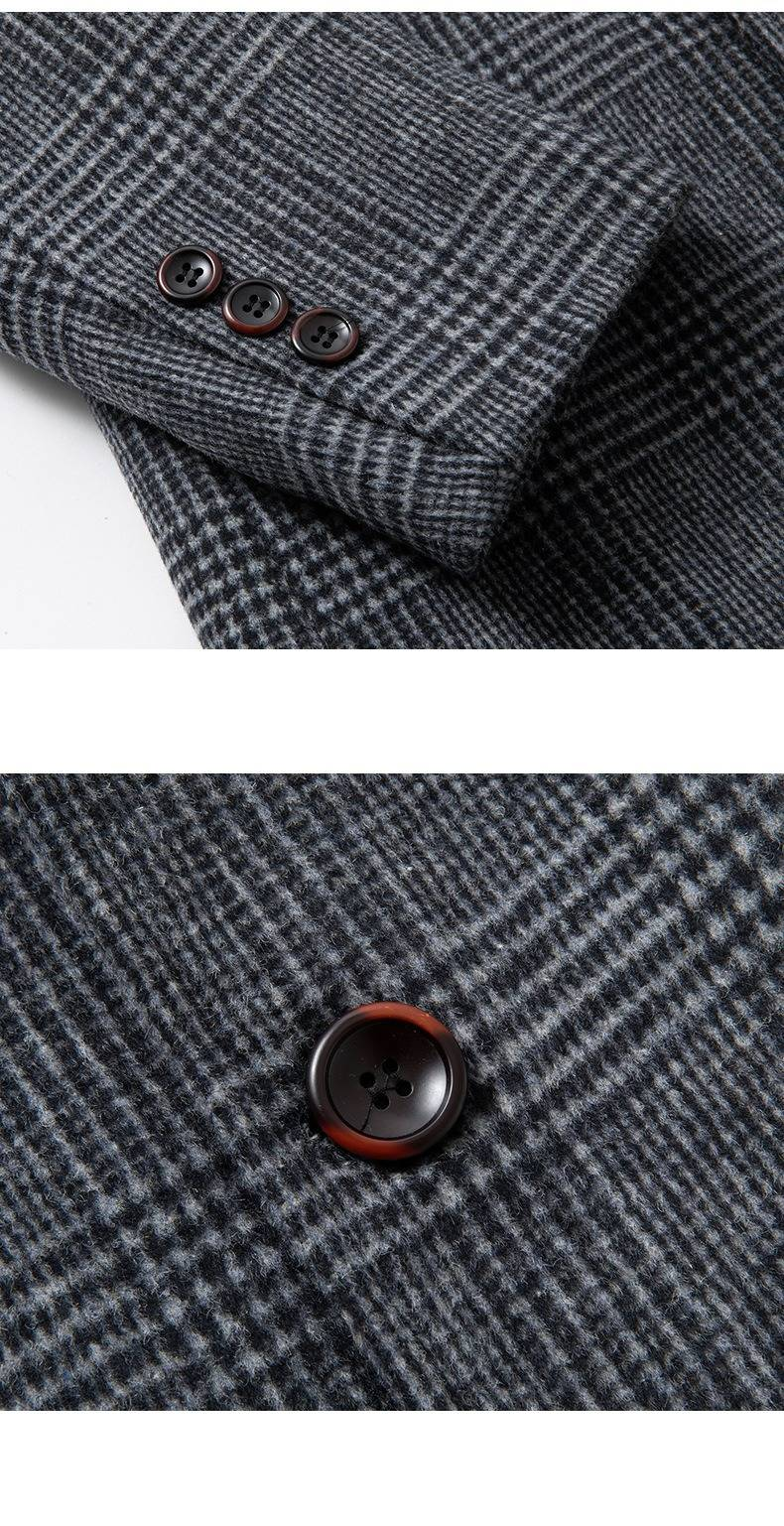 Cappotto invernale da donna in misto lana scozzese con sciarpa - Caldo cappotto lungo in tweed per donna (marrone/grigio)_voghion.com
