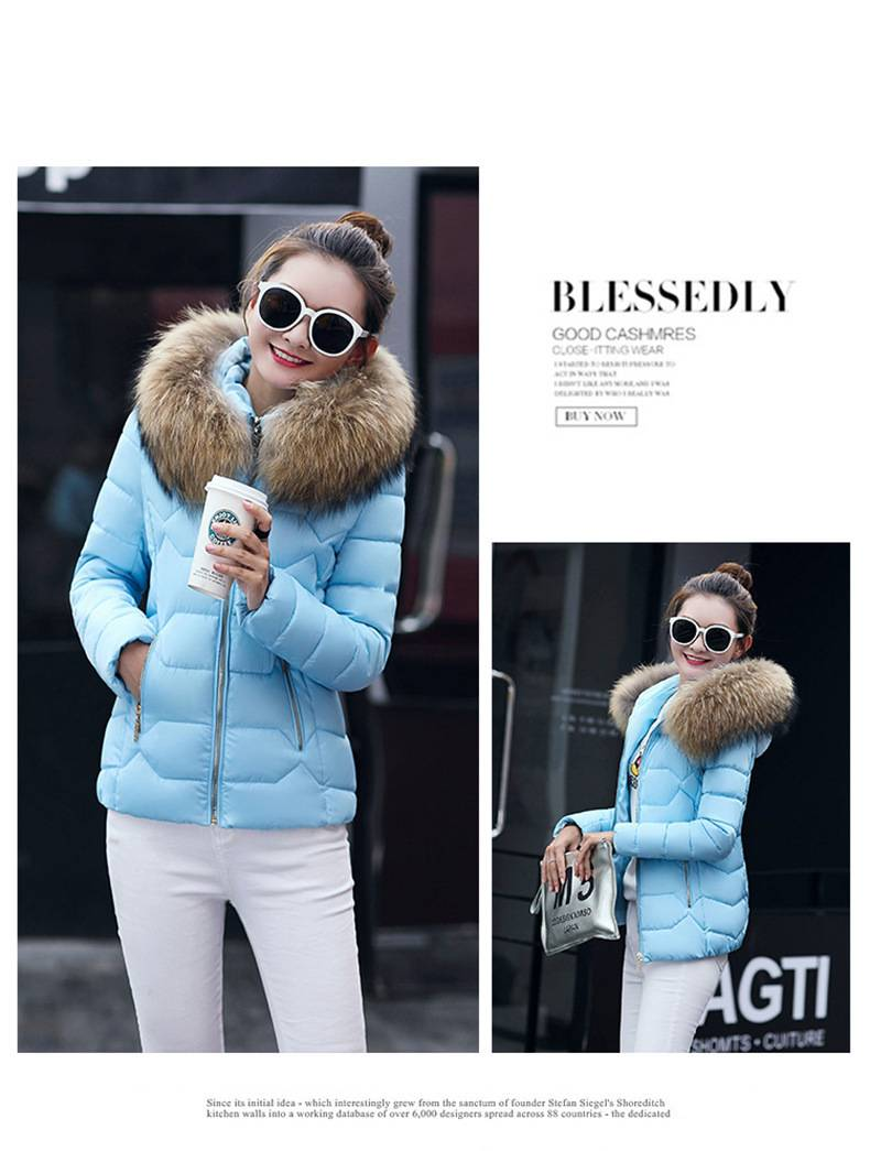 Damenbekleidung Neue Daunen-Baumwolljacke Damen Kurzer Herbst- und Winter-Baumwollmantel Damen Großer Pelzkragen Baumwolljacke_voghion.com