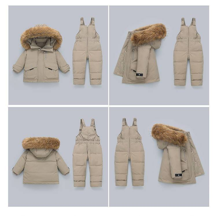 Winter Kids Down Jacket Set - Warm Hooded Snowsuit For Toddlers 1-3 Years, 80-100cm, Soft Duck Feather, Zipper Closure, Unisex_voghion.com