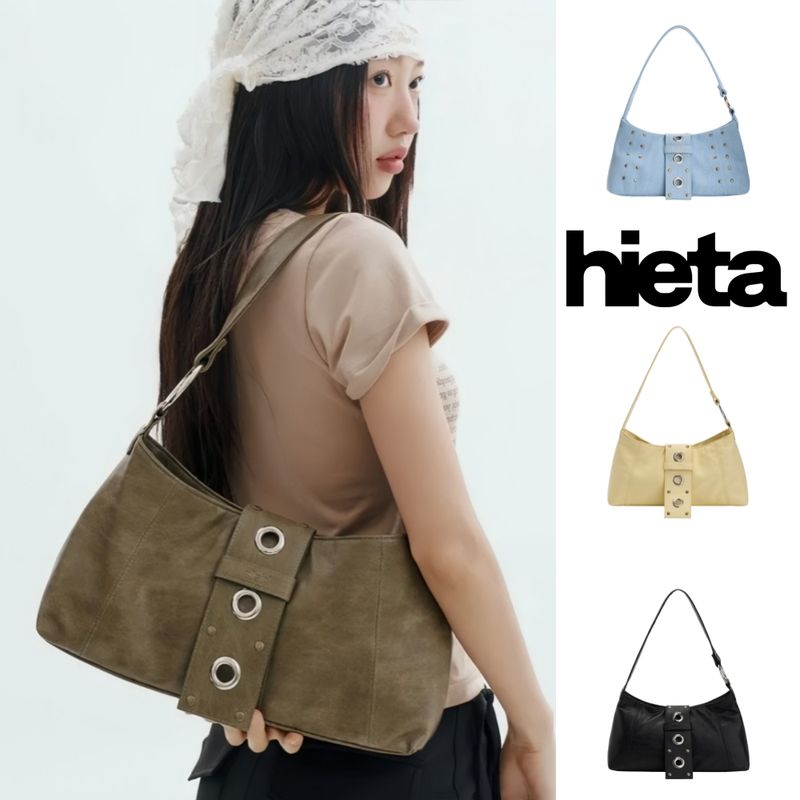 Borsa a tracolla da viaggio quotidiana Hieta, borsa da spalla grande e capiente, nuova borsa retrò coreana decorata con rivetti, 5 colori disponibili_voghion.com